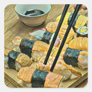 Japanese art lover square sticker