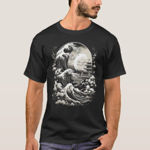 Japanese Art Mount Fuji Ocean Waves Aesthetic Japa T-Shirt