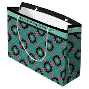 Japanese Art Nouveau Rosette (Personalized) Large Gift Bag