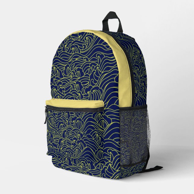 Japanese Art Pattern Backpack (Back Corner Right)