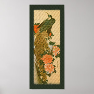Japanese Art Peacock Flowers Poster