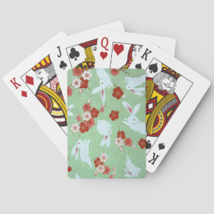 Japanese Art - Sakuras and Rabbits - Playing Cards