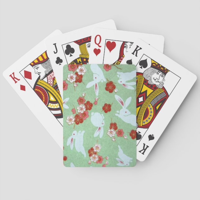 Japanese Art - Sakuras and Rabbits - Playing Cards (Back)