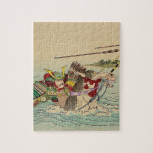 Japanese Art - Samurai Attacking From A River Jigsaw Puzzle