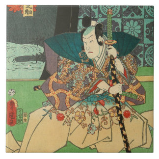 Japanese Art - Samurai Holding A Katana Sword Tile