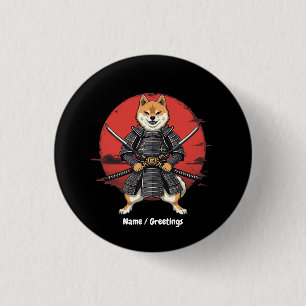 Japanese Art Shiba Inu Samurai Graphic Design  3 Cm Round Badge