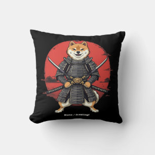 Japanese Art Shiba Inu Samurai Graphic Design  Cushion