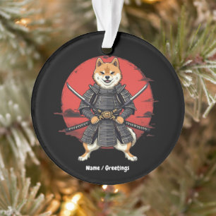 Japanese Art Shiba Inu Samurai Graphic Design  Ornament