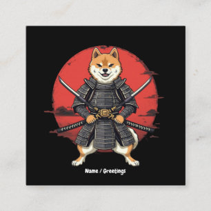Japanese Art Shiba Inu Samurai Graphic Design Square Business Card