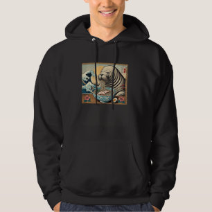 Japanese Art Sunset Mt. Fuji Wildlife Walrus Ramen Hoodie
