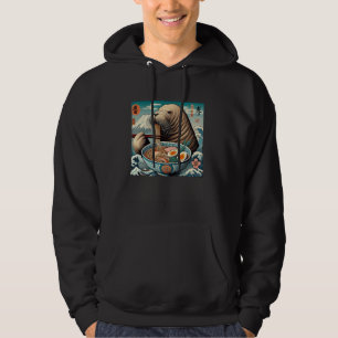 Japanese Art Sunset Mt. Fuji Wildlife Walrus Ramen Hoodie