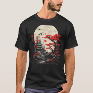 Japanese Art Sunset Pagoda Mount Fuji Japan Lovers T-Shirt