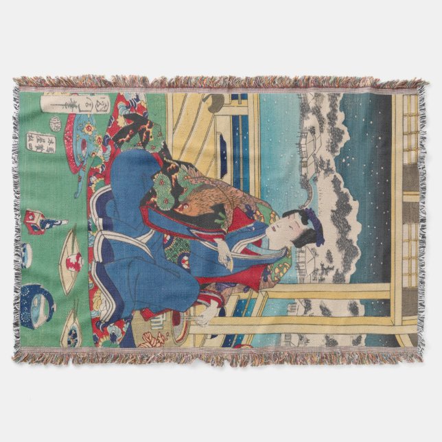 Japanese Art throw blanket (Front)