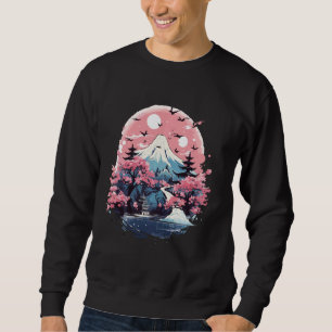 Japanese Art Ukiyo-e Geisha Cherry Blossom Mount F Sweatshirt