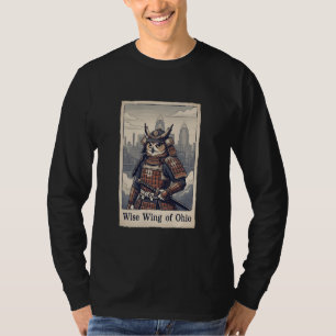 Japanese Art Ukiyo-e Ohio Owl Samurai Warrior T-Shirt