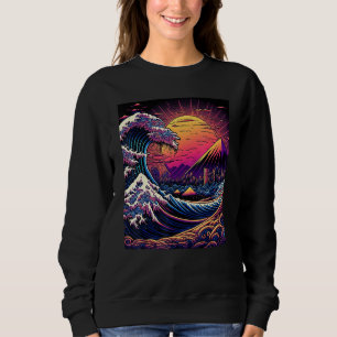 Japanese Art Ukiyo-e Style Retrowave Great Wave Of Sweatshirt