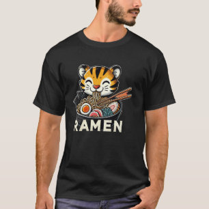 Japanese Art Wildlife Noodle Lover Cute Tiger Rame T-Shirt