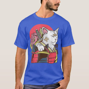 Japanese Artwork Samurai Cat Anime Cat (2) T-Shirt