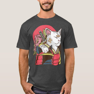 Japanese Artwork Samurai Cat Anime Cat T-Shirt