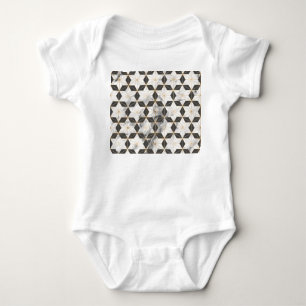Japanese Asanoha: Gold Marble Pattern. Baby Bodysuit