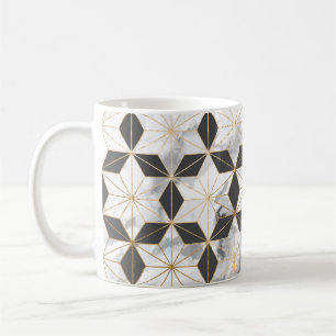 Japanese Asanoha: Gold Marble Pattern. Coffee Mug