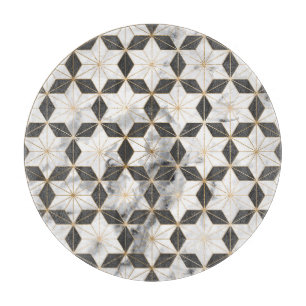 Japanese Asanoha: Gold Marble Pattern. Cutting Board