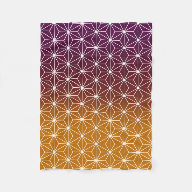 Japanese Asanoha (large scale) Burgundy & Gold Fleece Blanket (Front)