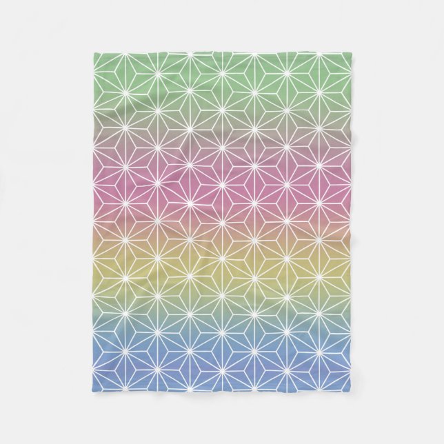 Japanese Asanoha (large scale) Pastel Rainbow Fleece Blanket (Front)