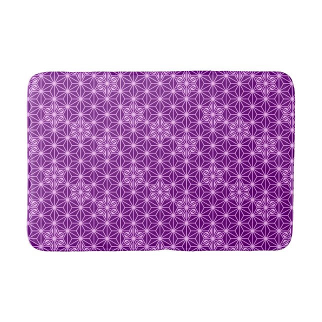 Japanese Asanoha or Star Pattern - amethyst purple Bath Mat (Front)