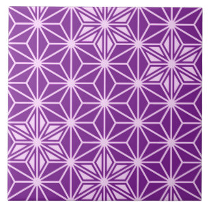 Japanese Asanoha or Star Pattern, amethyst purple Ceramic Tile