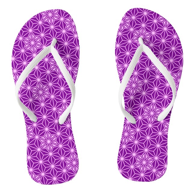 Japanese Asanoha or Star Pattern, amethyst purple Thongs (Footbed)