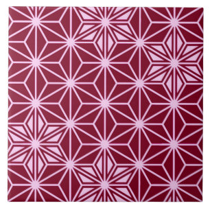 Japanese Asanoha or Star Pattern, Burgundy Maroon Ceramic Tile