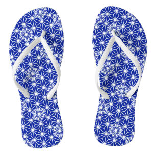 Japanese Asanoha or Star Pattern, cobalt blue Thongs