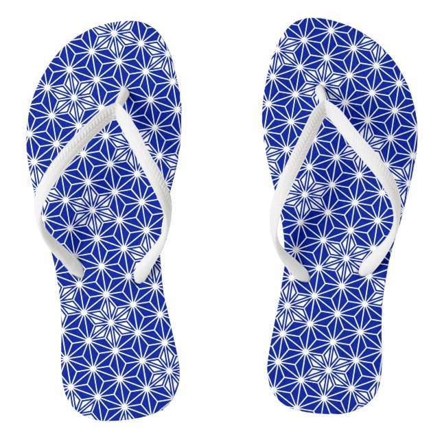 Japanese Asanoha or Star Pattern,  cobalt blue Thongs (Footbed)