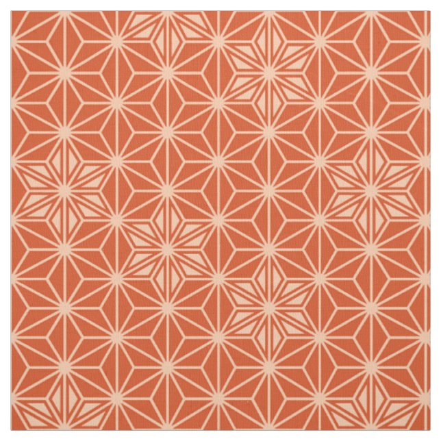 Japanese Asanoha or Star Pattern, coral orange Fabric (Swatch)