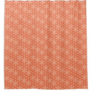Japanese Asanoha  or Star Pattern - coral orange Shower Curtain