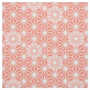 Japanese Asanoha or Star Pattern, coral pink Fabric