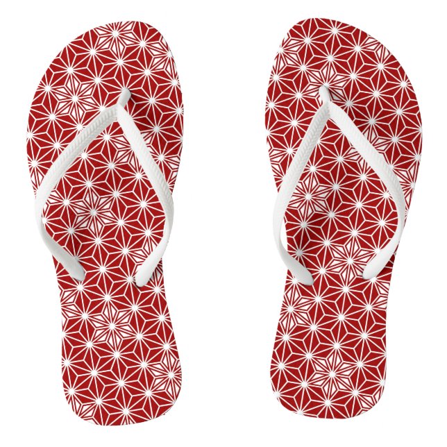 Japanese Asanoha or Star Pattern, dark red Thongs (Footbed)