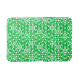 Japanese Asanoha  or Star Pattern - jade green Bath Mat