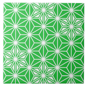 Japanese Asanoha or Star Pattern, jade green Ceramic Tile