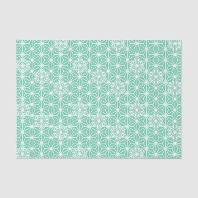 Japanese Asanoha or Star Pattern, light aqua Tissue Paper (Front)