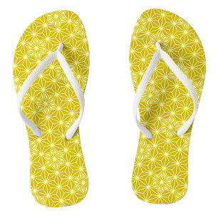 Japanese Asanoha or Star Pattern, mustard gold Thongs