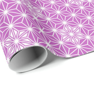 Japanese Asanoha or Star Pattern, orchid Wrapping Paper