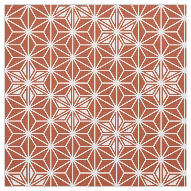 Japanese Asanoha or Star Pattern, terracotta Fabric (Swatch)