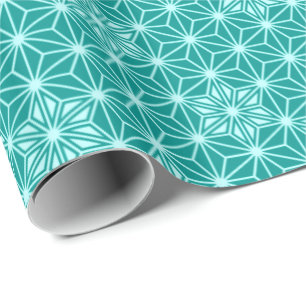 Japanese Asanoha or Star Pattern, turquoise Wrapping Paper