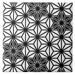 Japanese Asanoha or Star Pattern, white and black Tile