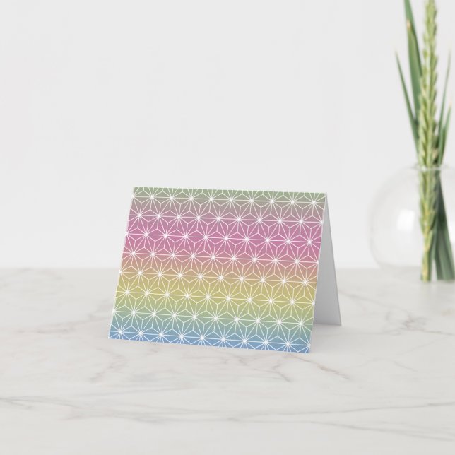 Japanese Asanoha Pastel Rainbow Personalised Note Card (Front)