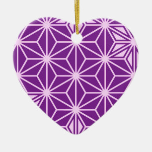 Japanese Asanoha pattern - amethyst purple Ceramic Ornament