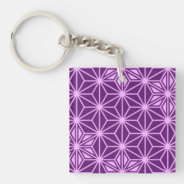 Japanese Asanoha pattern - amethyst purple Key Ring (Front)