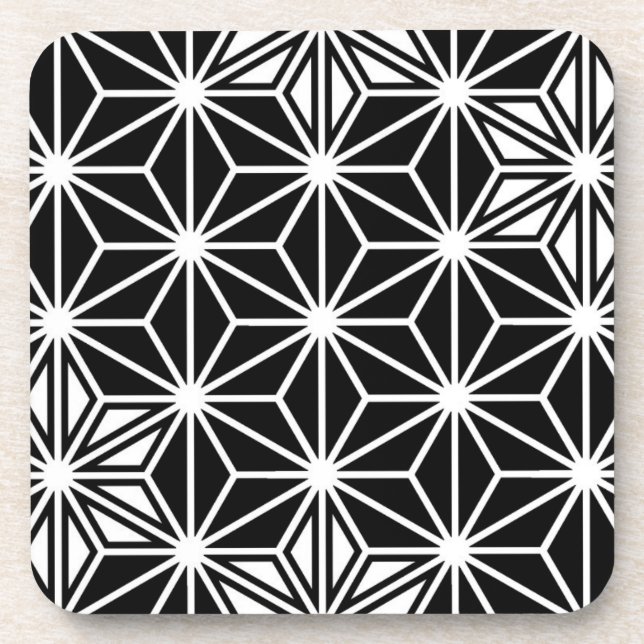 Japanese Asanoha pattern - black and white Coaster (Front)
